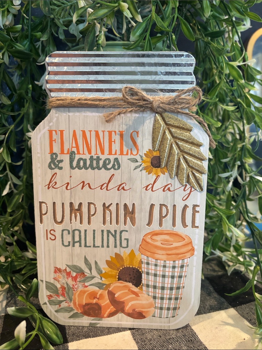 Pumpkin Spice Wooden Mason Jar Sign - Fall Coffee Decor